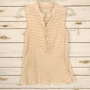 Anthropologie Odille Windowpane Print Blouse